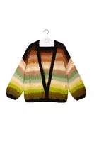 Brown and Green Stripe Oversized Cardigan  image