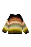 Brown and Green Stripe Oversized Cardigan  image