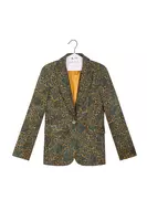 Blazer in velluto a coste con stampa floreale verde abete image