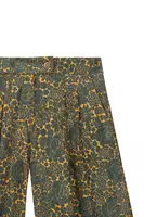 Pantaloni in velluto a coste verde abete con stampa floreale image