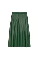 Forest Green Faux Leather Skirt with Pleats  image