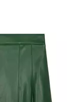 Forest Green Faux Leather Skirt with Pleats  image