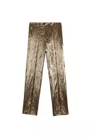 Textured Antique Gold Metallic Tailored Trousers  image