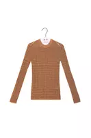 Camel Ribbed Sweater with Navy Stripes image