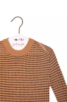 Camel Ribbed Sweater with Navy Stripes image