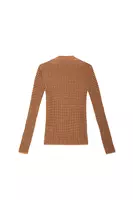 Camel Ribbed Sweater with Navy Stripes image