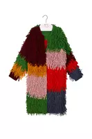 Rainbow Stripe Knit Fringed Overcoat  image