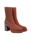 Brown Ribbed Platform Boots  image