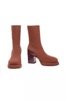 Brown Ribbed Platform Boots  image