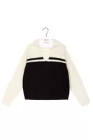 White and Navy Collared Sweater  image