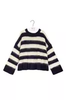 Maglione oversize a righe bianche e blu navy image