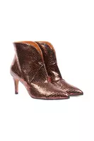 Bronze Metallic Snakeskin Print Ankle Boots  image