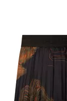 Oriental Landscape Print Pleated Skirt  image