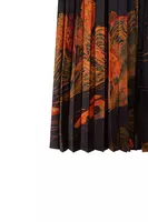 Oriental Landscape Print Pleated Skirt  image