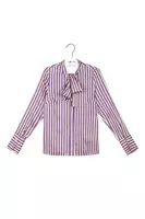 Camicia a righe color uva con lacci allo scollo image