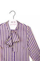 Camicia a righe color uva con lacci allo scollo image