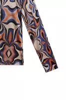 Silver Abstract Swirl Print Velvet Turtleneck  image