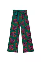 Pantaloni verde acqua e fucsia con stampa a bouquet image