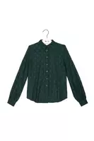 Camicia verde bottiglia in pizzo con rombi floreali image