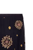 Floral and Dot Embroidered Navy Blue Tulle Skirt  image