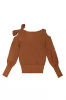 Maglione bronzo metallizzato con tagli sulle spalle image