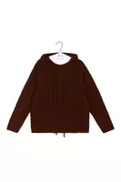 Chocolate Brown Knit Hoody Sweater  image