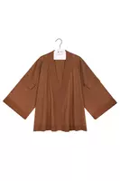 Cardigan oversize in bronzo metallizzato con tasche image