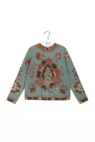 Aqua and Taupe Floral Sweater  image