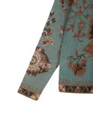 Aqua and Taupe Floral Sweater  image