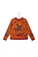 Pumpkin Orange Floral Sweater  image