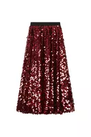 Wine Macro Sequin Half Circle Skirt  image