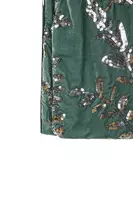 Dusty Green Silver Floral Sequined Velvet Skirt image