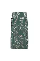 Dusty Green Silver Floral Sequined Velvet Skirt image