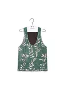 Dusty Green Silver Floral Sequined Velvet Tank Top  image