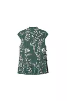 Dusty Green Silver Floral Sequined Velvet Cheongsam Top image