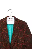 Pumpkin orange and khaki green floral print corduroy blazer  image