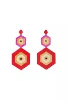 Red and Fuchsia Statement Beaded Earrings  image