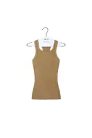 Metallic Gold Knit Racer Back Tank Top  image