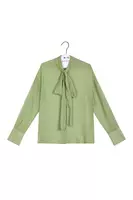 Pale Mint Green Georgette Shirt with Neckline Ties  image