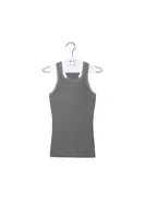 Metallic Pewter Knit Racer Back Tank Top  image