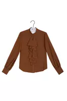 Tobacco Brown Blouse with Ruffles  image