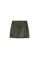 Khaki Green Faux Leather Mini Skirt  image