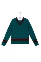 Petrol Green Pointelle Knit Sweater  image