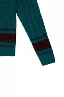 Petrol Green Pointelle Knit Sweater  image