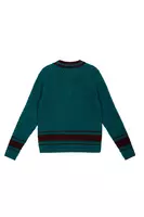 Petrol Green Pointelle Knit Sweater  image