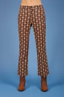 Chocolate Brown Deco Floral Corduroy Trousers  image