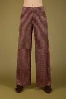 Pantaloni in jersey jacquard color senape e petrolio image