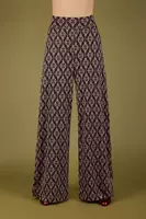 Ornate black and rose palazzo jersey jacquard trousers  image