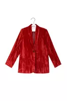 Pomegranate Red Textured Velvet Blazer  image