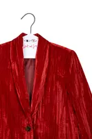 Pomegranate Red Textured Velvet Blazer  image